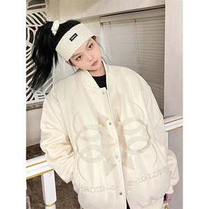 美式痞帅刺绣棒球服男女春秋百搭宽松夹克外套 JV34图片