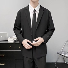 休闲西服外套男春秋韩版修身礼服商务黑色小西服Y73无装饰，男装西服，星座1116A-2（原606A-1）