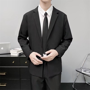 休闲西服外套男春秋韩版修身礼服商务黑色小西服 Y73 无装饰图片