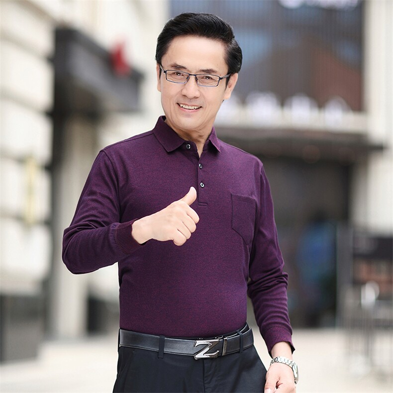 爸爸秋装上衣t恤长袖中年男士夏季打底衫厚款中老年人爷爷春秋款,男装T恤,电商B212（原钱塘6029）
