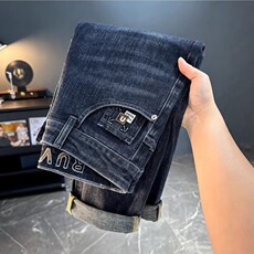 1506-1/KT11301/P49男牛仔裤时尚绣流百搭港风修身直筒弹力长裤男，男装牛仔裤，星座1506-1