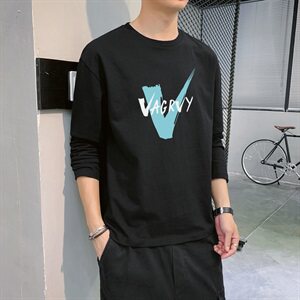 长袖t恤男士2021新款春秋上衣秋装潮流衣服潮打底衫DF84T图片