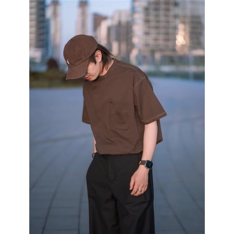 夏季日系圆领拼接设计短袖情侣款复古潮流休闲短袖TA68-P52,男装T恤,星座208-5