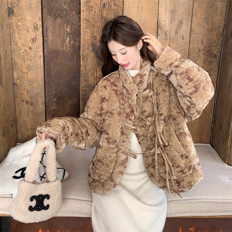 新中式国风晕染立领羽绒服女冬短款2025新款小个子巨好看保暖外套,女装羽绒服,2C309