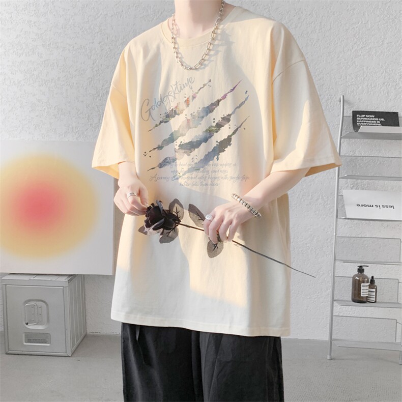 夏季内景纯棉复古休闲短袖T恤男宽松大码打底衫DT9954,男装T恤,电商B316