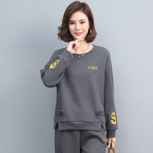 2022春季新款时尚休闲气质宽松显瘦舒适圆领卫衣,女装T恤,丽影随形