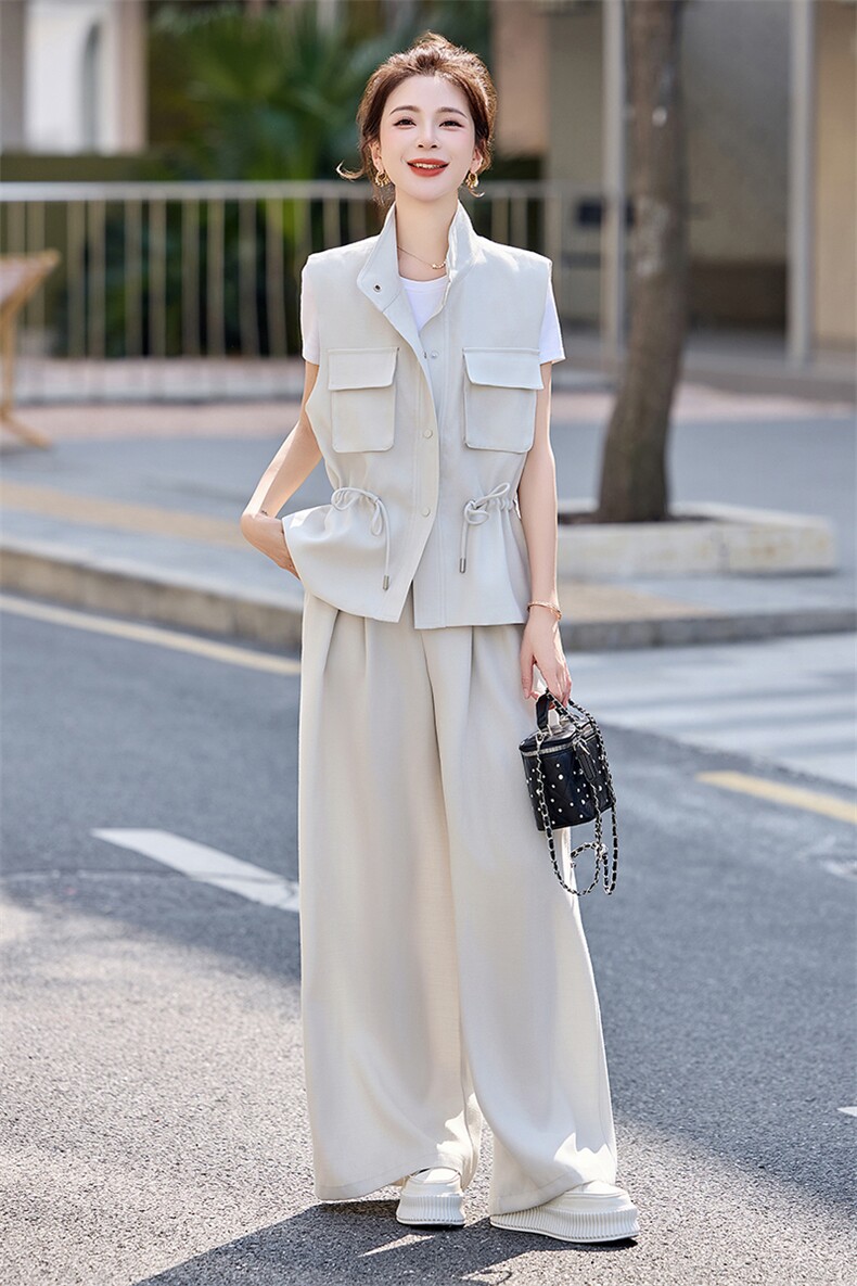 时尚套装女2026夏新款高级感气质轻熟风洋气马甲休闲阔腿裤三件套,女装套装/套裙,艾仟回(原伊仟回)