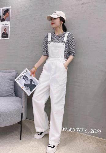 21021、条纹背带牛仔裤套装，女装牛仔裤，茜茜可依 红太狼