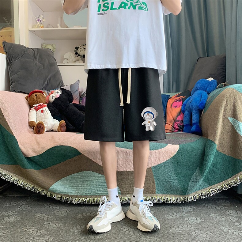 HD74233-P22 华夫格短裤男大码宽松五分裤男直筒中裤图片