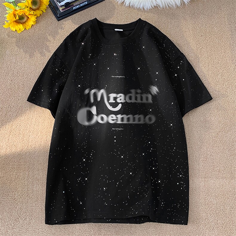 量大优供抖音视频 支持得物配合二开美式满天星亮片短袖T恤MTX302图片