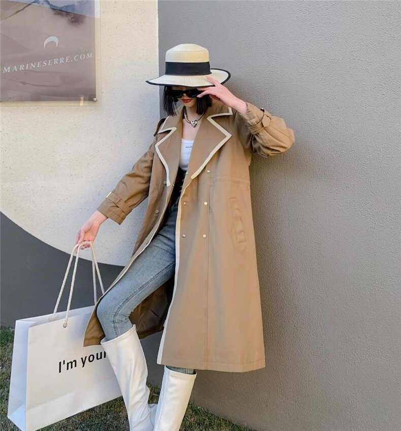 【现货】春季新款拼色风衣，女装风衣，得瑟空间