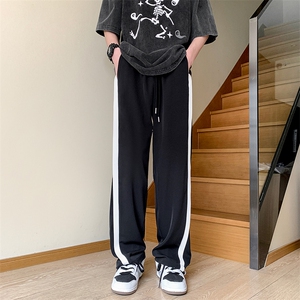 抖音推荐！高品质SC8001-TP60控价88条纹冰丝裤子男夏季薄款直筒图片