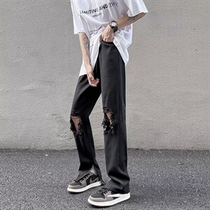 牛仔裤男夏季潮大码休闲裤子高街N1332P38图片