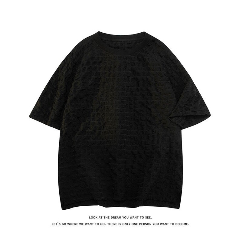 夏季潮牌大码时尚立体褶皱凉感百搭宽松短袖T恤上衣T3636-特价P30,男装T恤,电商A007