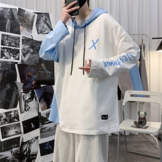 7XL-M码港风连帽卫衣男2023秋季新款加肥加大码拼色长袖上衣控79，男装卫衣，钱塘717(原712)