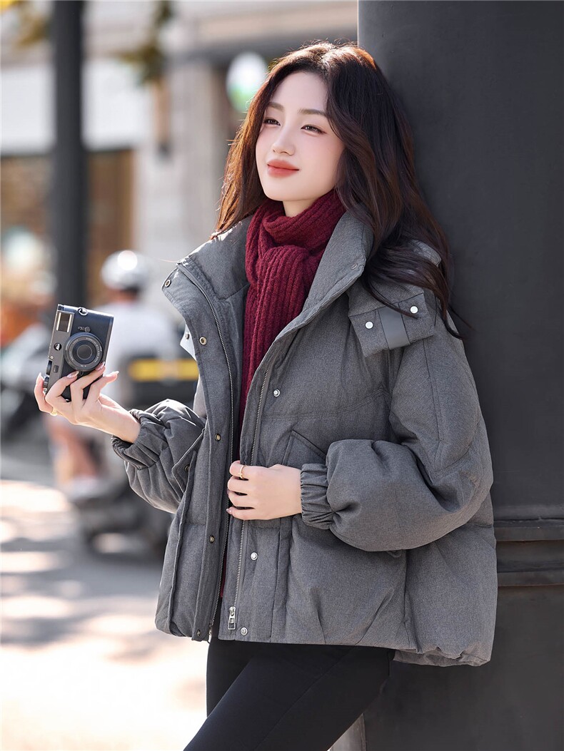 时尚休闲连帽短款羽绒服女2025冬季新款小个子加厚保暖白鸭绒外套,女装羽绒服,丽影随形