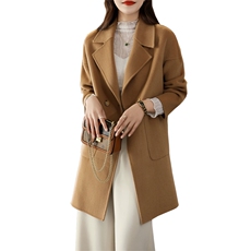 新中式盘扣纯羊毛大衣女小个子毛呢外套2025秋冬新款双面羊绒大衣，女装双面呢大衣，贝源羊绒