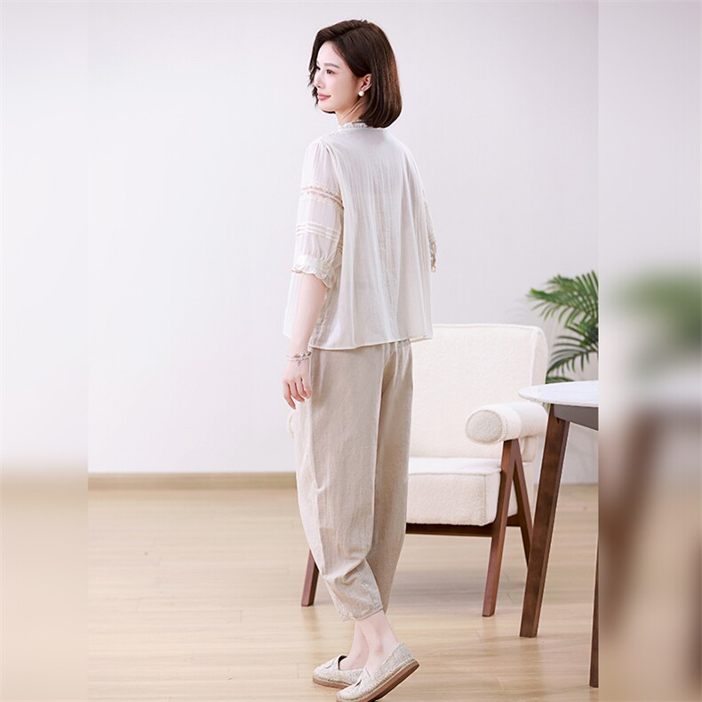 优雅气质女装套装时尚百搭宽松两件套舒适休闲裤装组合,女装套装/套裙,叶笙衣
