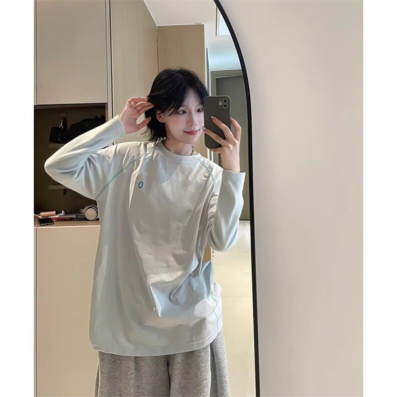 美式高街解构工艺速干长袖T恤男女款防晒罩衫户外运动潮牌骑行服，男装防晒衣，电商A443