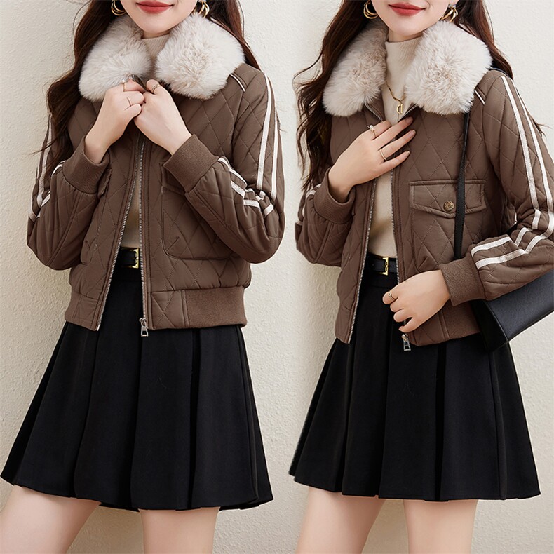 小皮衣棉服女短款2023冬季新款韩版修身显瘦机车服加绒皮夹克外套,女装皮衣,江南女神
