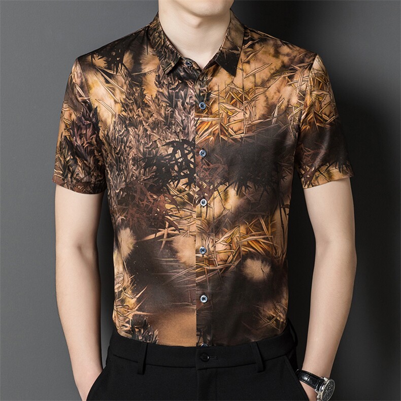 宽松百搭翻领衬衫2024年夏季潮流上衣纯色短袖POLO衫GBN8338，男装Polo衫，钱塘6003（原4033）