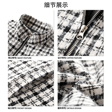 慵懒文艺配色美学格纹外套时髦经典风情侣款棉衣HY877P90，男装棉衣，电商A102B