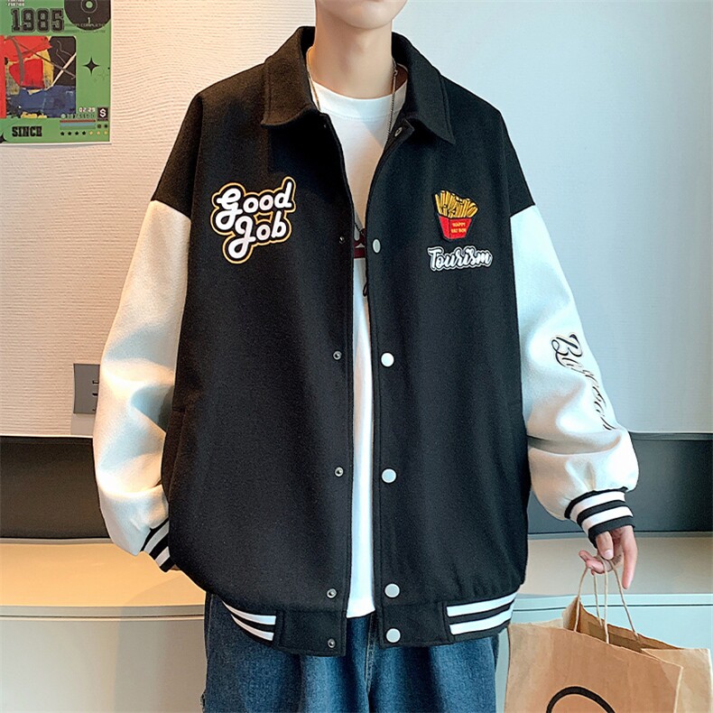 港风拼接翻领百搭休闲宽松夹克外套男XZ214-8JK807P68,男装夹克,星座1204-3