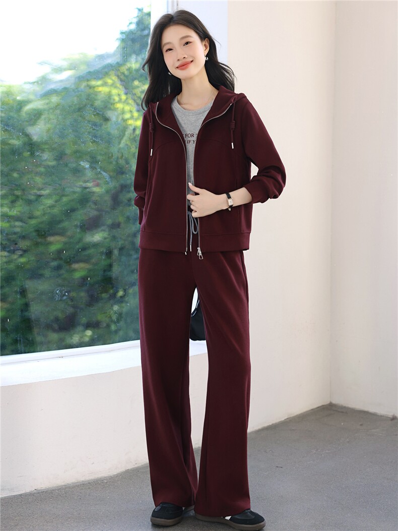 连帽运动套装女2025秋季新款一整套时尚中年妈妈宽松卫衣两件套,女装套装/套裙,涵誉