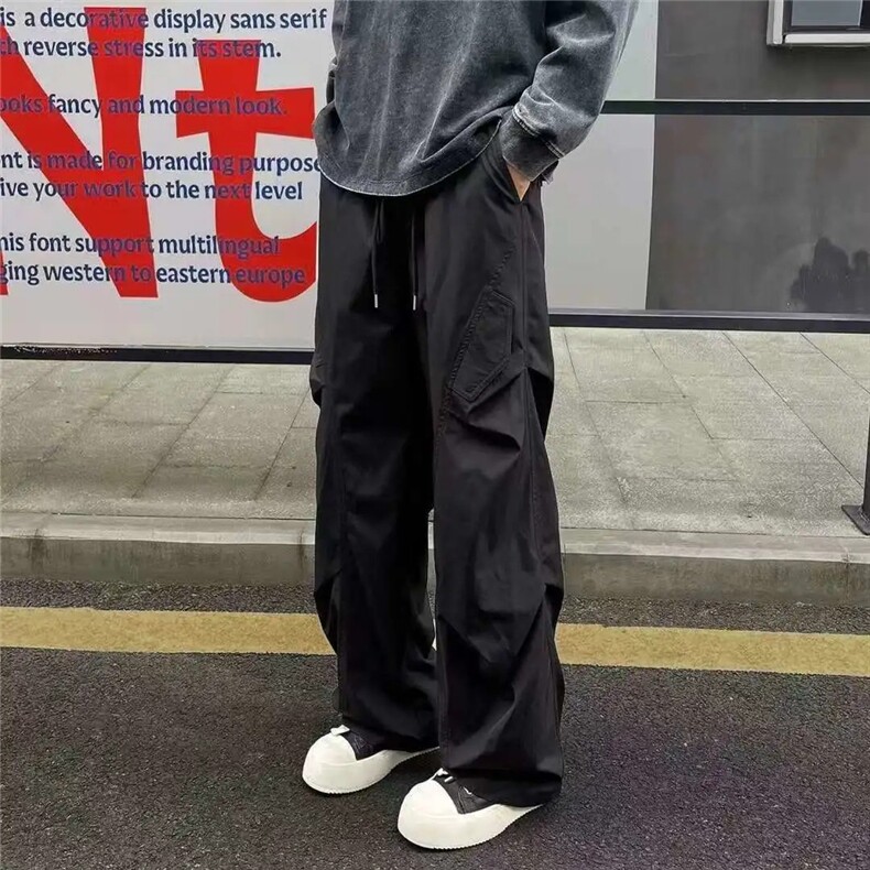 1506-1/KK081/P322026春季潮流高级感设计工装休闲裤百搭褶皱长裤,男装工装外套,星座1506-1