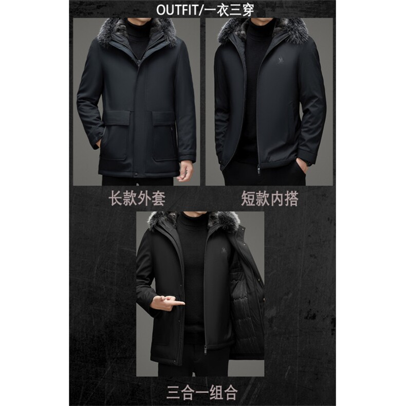 主推中年加绒棉衣大衣男装一衣三穿棉服内胆可脱卸加厚中老年棉服,男装棉衣,钱塘723