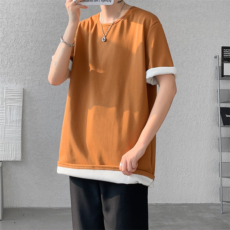 8XL-M冬季短袖男加绒加厚T恤内搭打底衫半袖打底上衣DX327P35控48,男装T恤,电商D206-1