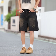 牛仔短裤男女韩版潮流提花2025夏季ins新款五分裤RK2828-P46，男装牛仔裤，星座412-3