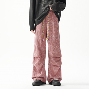 INS秋季新款潮流花色褶皱宽松休闲伞兵裤B315-K24299-特p35控68图片