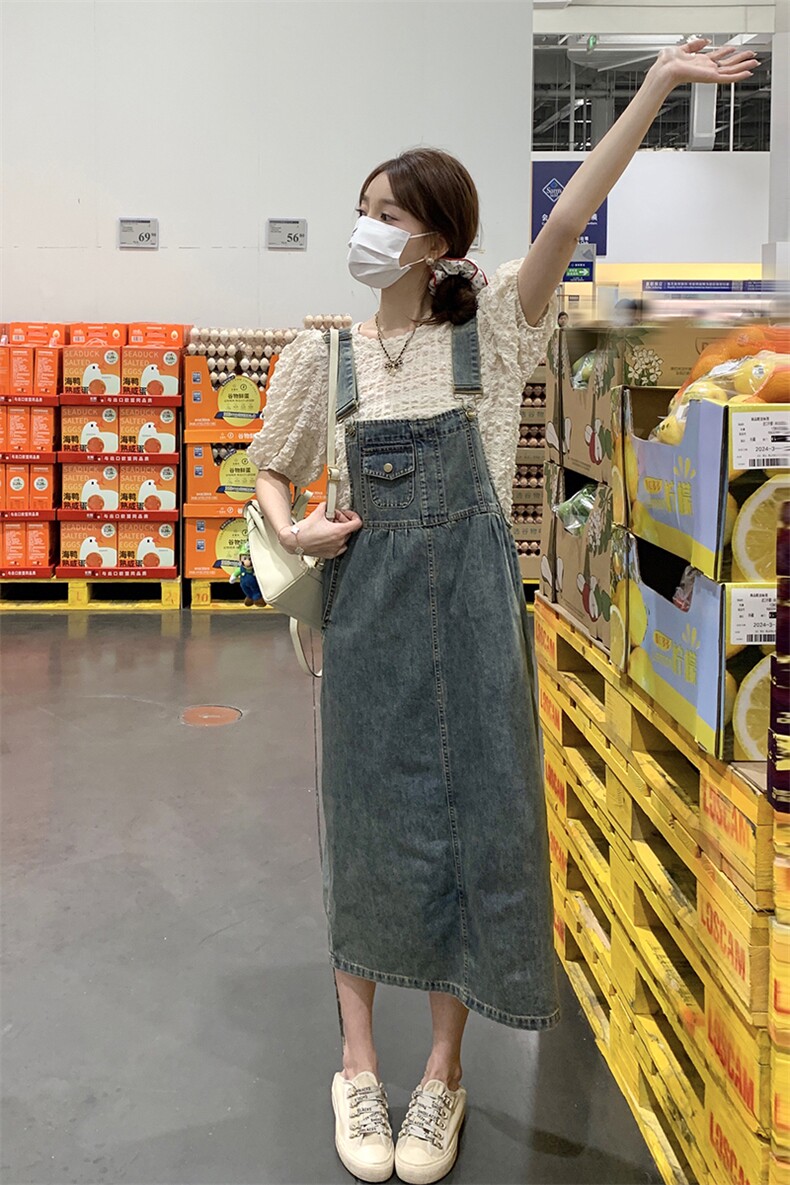 新品现货夏季牛仔水机工艺背带裙2C032129P105K158,女装连衣裙,2C032