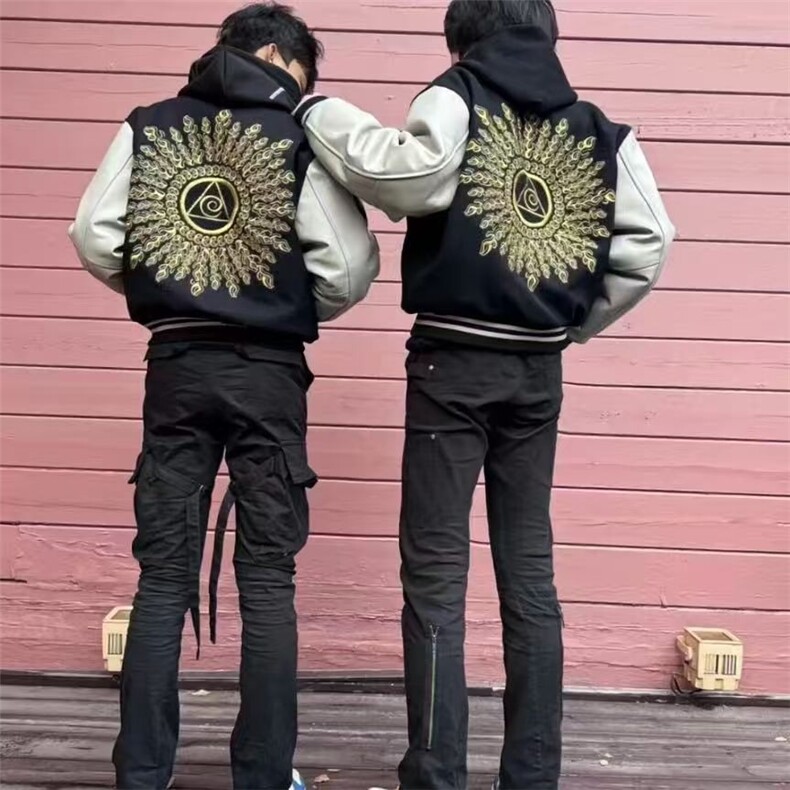 太阳之眼棒球服外套男秋冬季vibe风美式高街夹克小众设计感飞行服,男装夹克,星座603-2
