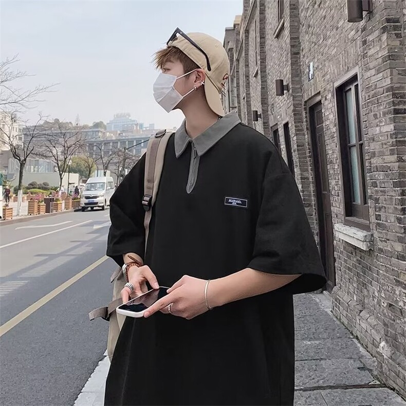圆领ins潮标准潮流夏季男新款五分袖青春流行T恤时尚潮牌,男装T恤,星座716-2