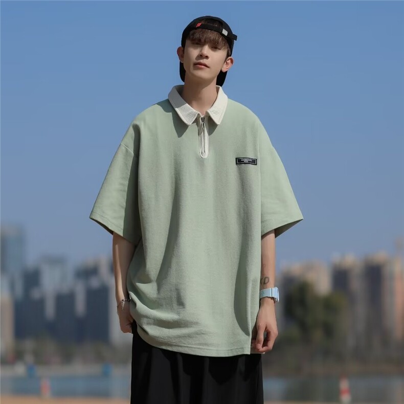 POLO衫男士韩版潮流高街帅气拼色2024夏季新款insT恤WB266-P30,男装Polo衫,星座412-2