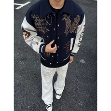 网图有货重工刺绣呢料夹克男美式飞行员棒球服外套女A877-P72，男装夹克，星座1505