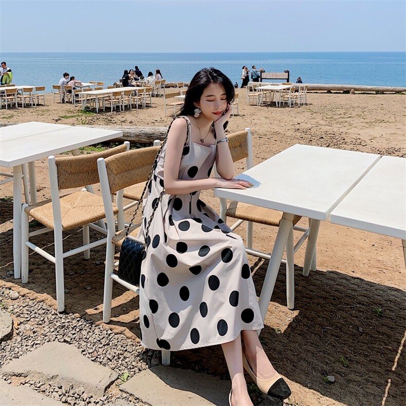 现货主推款高点击高转化大圆点吊带裙1318A-D04,女装背心吊带,西子
