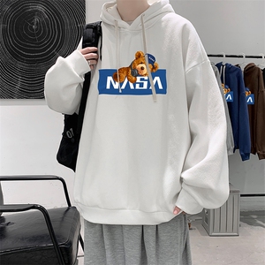 WY2247-P35加绒款-P40NASA纯棉连帽卫衣男大码运动帽衫宽松薄外套图片