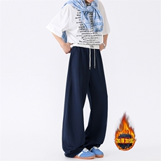 加绒休闲裤男冬季新款港风宽松华棉复合奥利绒阔腿裤JR58-P52，男装卫衣，星座214-3