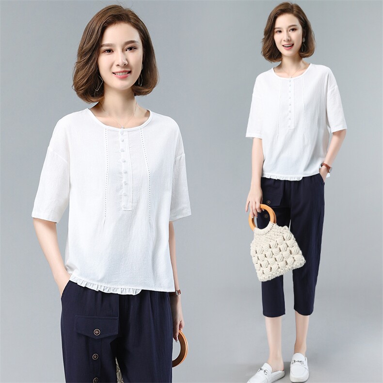 2021年夏季舒适修身纯色气质都市韩版简约宽松显瘦两件套装,女装套装/套裙,依恋蒂丝