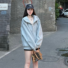 抖音得物高品质秋冬美式高街重磅结构辑明线纹理连帽卫衣外套W111，女装短外套，电商A486-1