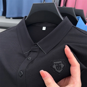 长袖t恤男士翻领polo衫2023夏季薄款商务休闲中年男装体恤上衣服图片