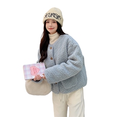 现货时尚甜美羊羔毛外套羽绒服配小挎包2C233-8867-P220K329，女装羽绒服，2C233