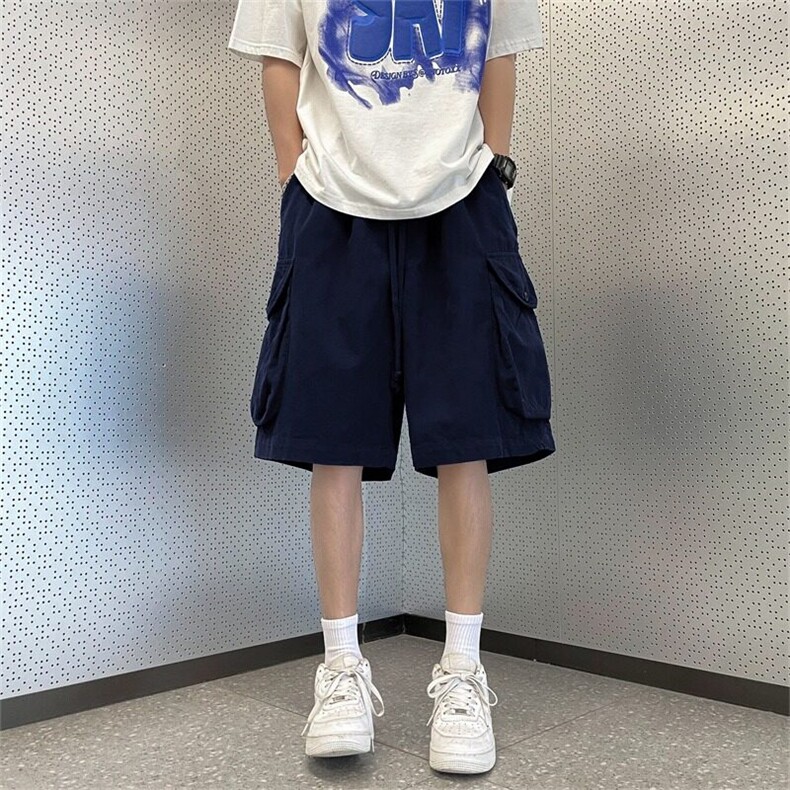 工装短裤男女韩版潮流高街帅气大口袋2026夏季ins五分裤K6285-P35图片
