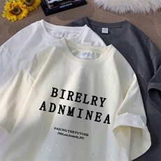 量大优供抖音视频支持得物配合二开美式满天星亮片短袖T恤MTX211，男装T恤，电商A486