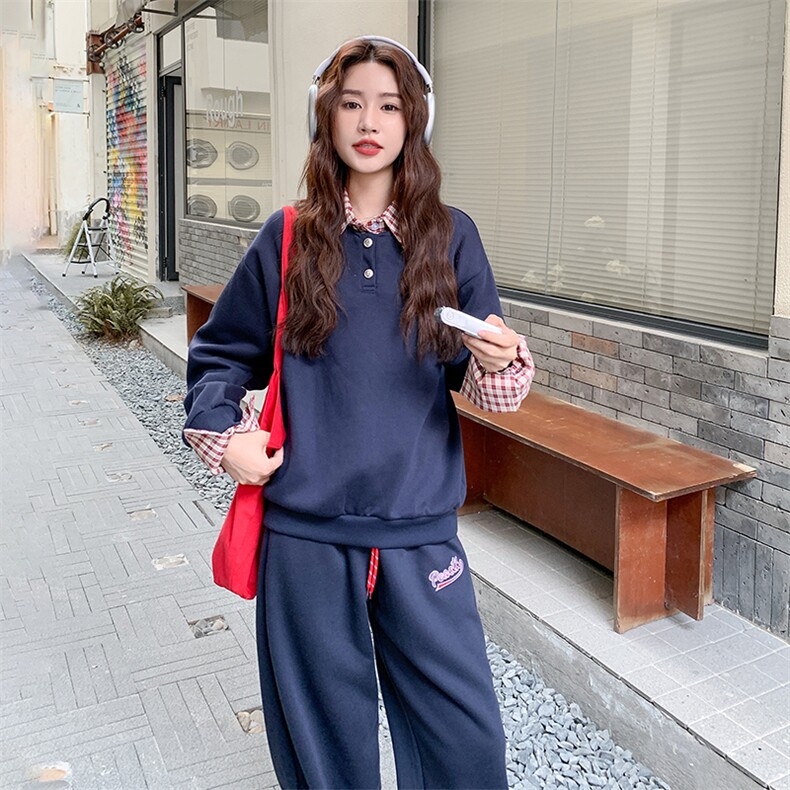 通勤风时尚套装洋气百搭撞色韩版减龄秋季时尚运动春秋长袖运动，女装套装/套裙，浙宝305