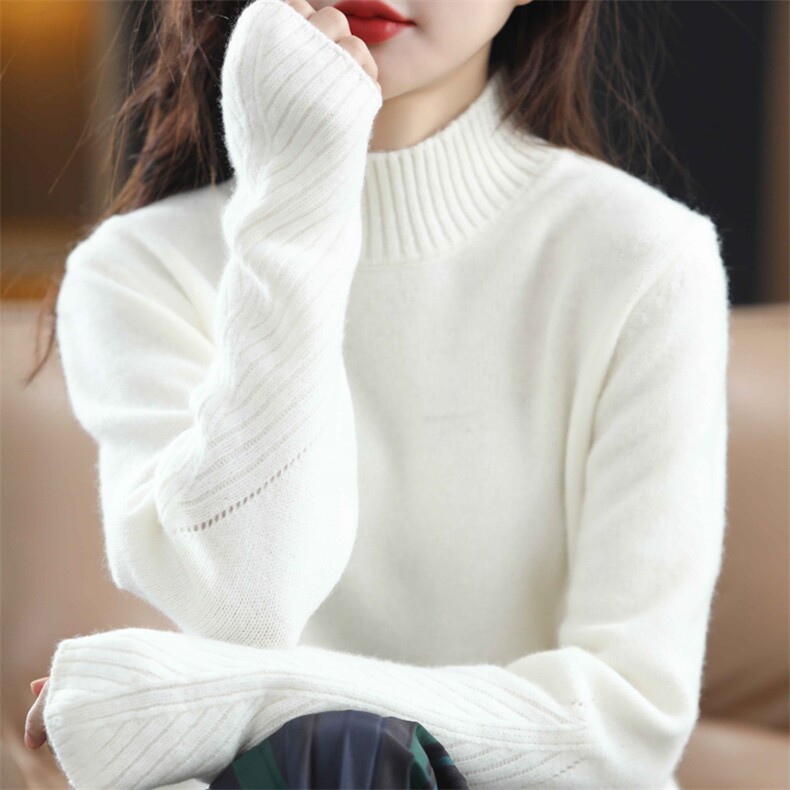 2024秋季新款半高领女宽松外穿羊毛衫，女装羊毛衫，北娇羊绒