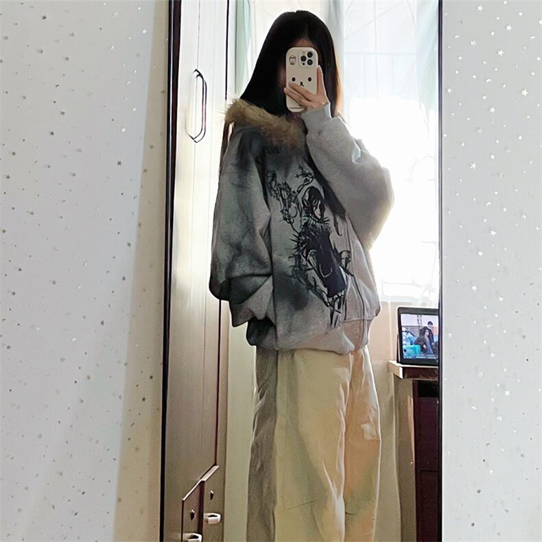 美式街头重磅毛领连帽情侣卫衣LY208-P54,男装卫衣,星座610A-1